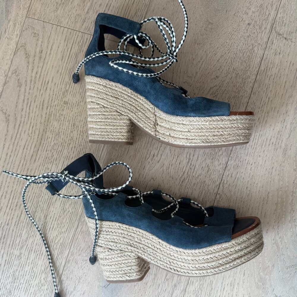 Tory Burch Positano Lace-up Platform Espadrille Size 8 - Picture 7 of 11